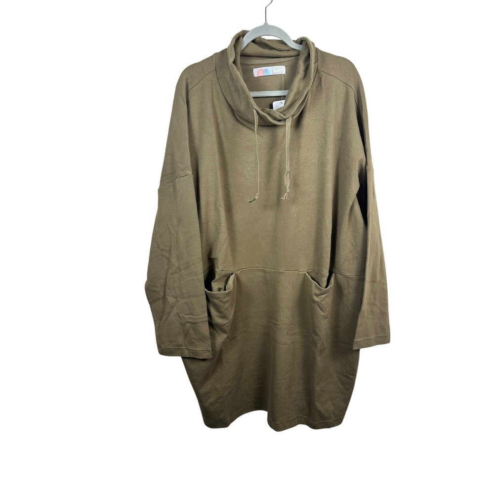 Free People Beach Tunic Dress Womens Large Olive NWT Cowl Neck Pockets OB1235473
